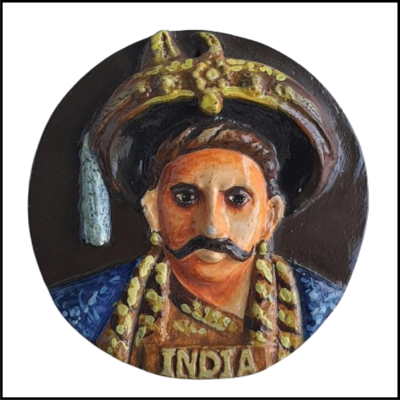 Souvenir Fridge Magnet of Maharashtra, India, Maratha Peshwa Large Round Magnet, Memorabilia and Gift for Collectors, 4 inches Approx