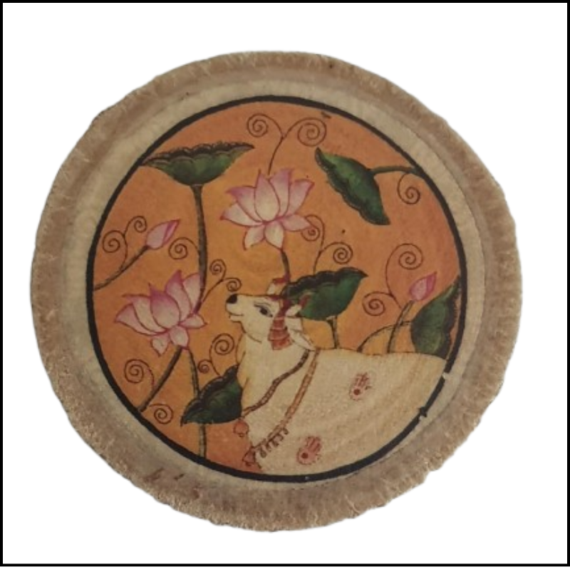 ADSPL-Store Indian Fridge Magnet Souvenir of India, Colourful Holy Cow, Souvenir for Collectors, Wood Slice Size 1.5 inches Approx (Every Piece is Slightly Different in Size and Thickness)