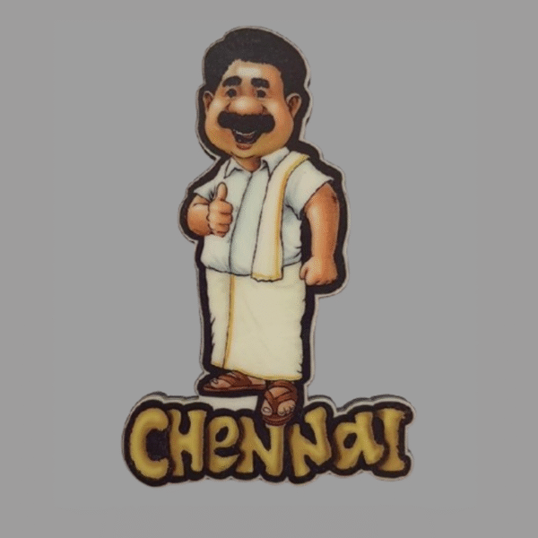 ADSPL-Store Indian Fridge Magnet Souvenir of Chennai, South India, in Traditional Attire, Decorative Collectibles from India, 3.25x2 inches Approx