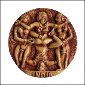 ADSPL-Store Souvenir Fridge Magnet of Khajuraho, India, World Famous UNESCO Historical Temple, Resin Magnet for Gifting and Memories, Size 4 inches Round