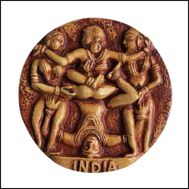 ADSPL-Store Souvenir Fridge Magnet of Khajuraho, India, World Famous UNESCO Historical Temple, Resin Magnet for Gifting and Memories, Size 4 inches Round