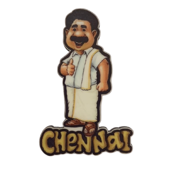ADSPL-Store Indian Fridge Magnet Souvenir of Chennai, South India, in Traditional Attire, Decorative Collectibles from India, 3.25x2 inches Approx