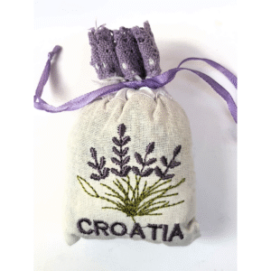 ADSPL-Store Souvenir Fridge Magnet of Croatia, Hand Embroidered Lavender and Croatia Written on Pouch with lace. Fabric Handmade Magnet Size 3x2.25 inches Approx