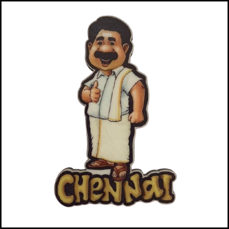 ADSPL-Store Indian Fridge Magnet Souvenir of Chennai, South India, in Traditional Attire, Decorative Collectibles from India, 3.25x2 inches Approx