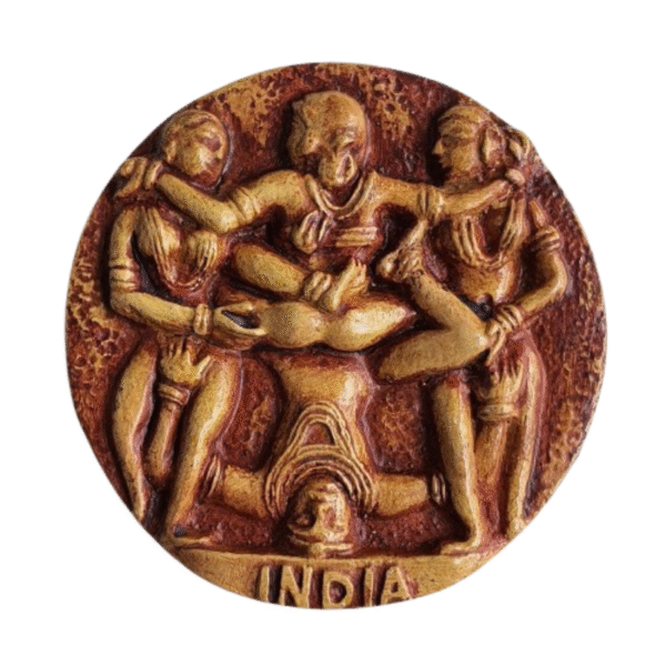 ADSPL-Store Souvenir Fridge Magnet of Khajuraho, India, World Famous UNESCO Historical Temple, Resin Magnet for Gifting and Memories, Size 4 inches Round