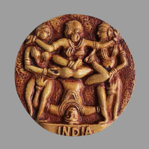 ADSPL-Store Souvenir Fridge Magnet of Khajuraho, India, World Famous UNESCO Historical Temple, Resin Magnet for Gifting and Memories, Size 4 inches Round