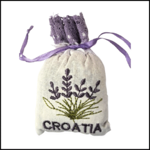 ADSPL-Store Souvenir Fridge Magnet of Croatia, Hand Embroidered Lavender and Croatia Written on Pouch with lace. Fabric Handmade Magnet Size 3x2.25 inches Approx