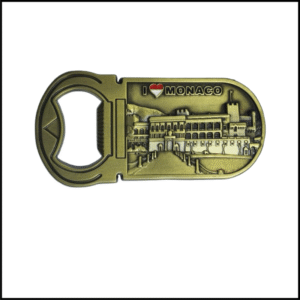 ADSPL-Store Souvenir of Monte-Carlo, French Riveria, Casino Bottle Opener Antique Dull Gold Finish Metal Magnet Size 3.25x1.5 inches Approx