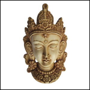 ADSPL-Store Souvenir of Nepal, Tara Mask for Home Decoration in Shades of Off White, Fiber Mask Wall Hanging, 6x4 inches