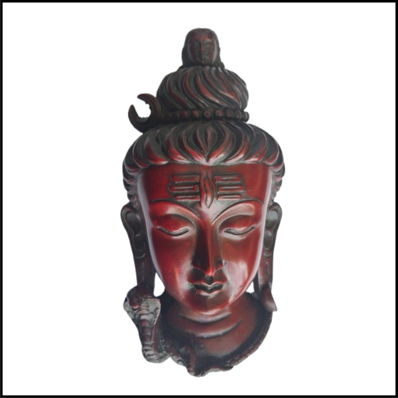 ADSPL-Store Souvenir Mask of Nepal, Shiva with Ganga on the head, home decoration in shades of Red, Fiber Mask wall hanging, 6x3.25 inches approx