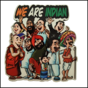 ADSPL-StoreSouvenir Fridge Magnet of India - We are Indian - Gift Friends Family International Guests, Cut Out Magnet Showing Communal Harmony and Diversity of India, 3.5x3 inches Approx.(Licensed)