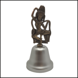 Souvenir Decorative Bell of Cambodia with a Decorative Dancer, Silver Finish Bell Size Height 5 in. Tall-2.75 in. Base