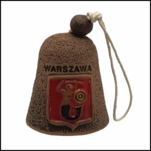 Souvenir Decorative Bell of Warszawa, Capital of Poland with Coat of arms, Texture Finish Bell Size Height 2.25 inches Tall - 2.25 inches Base