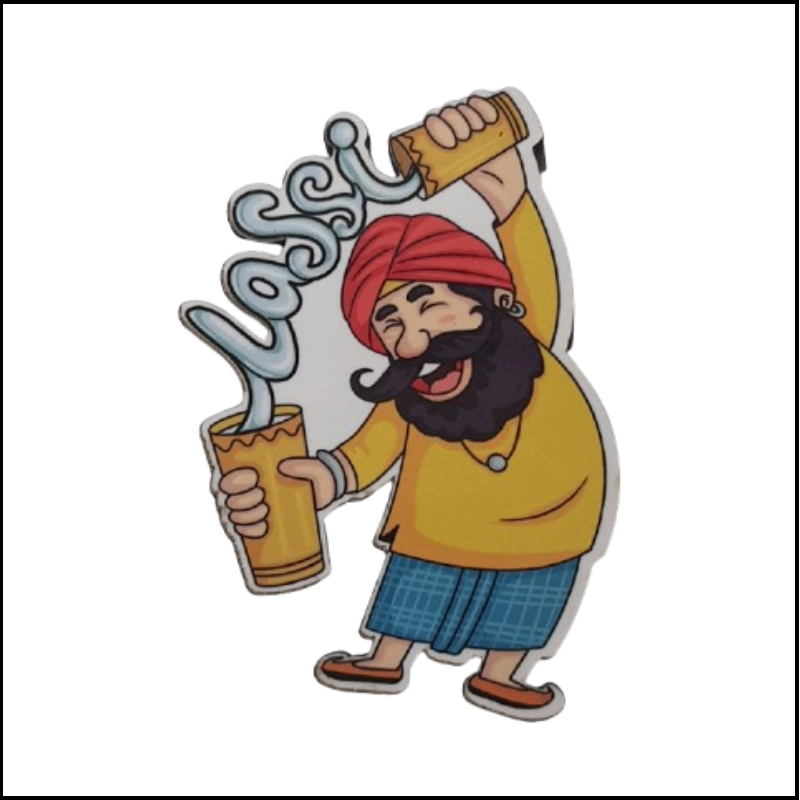 ADSPL-Store Souvenir Fridge Magnet of India, Colorful Punjabi Lassi Fridge Magnet – Fun Souvenir Kitchen Decor, Travel Gift Collectible Fridge Decoration, Keepsake 3x2 inches (Licensed Art)