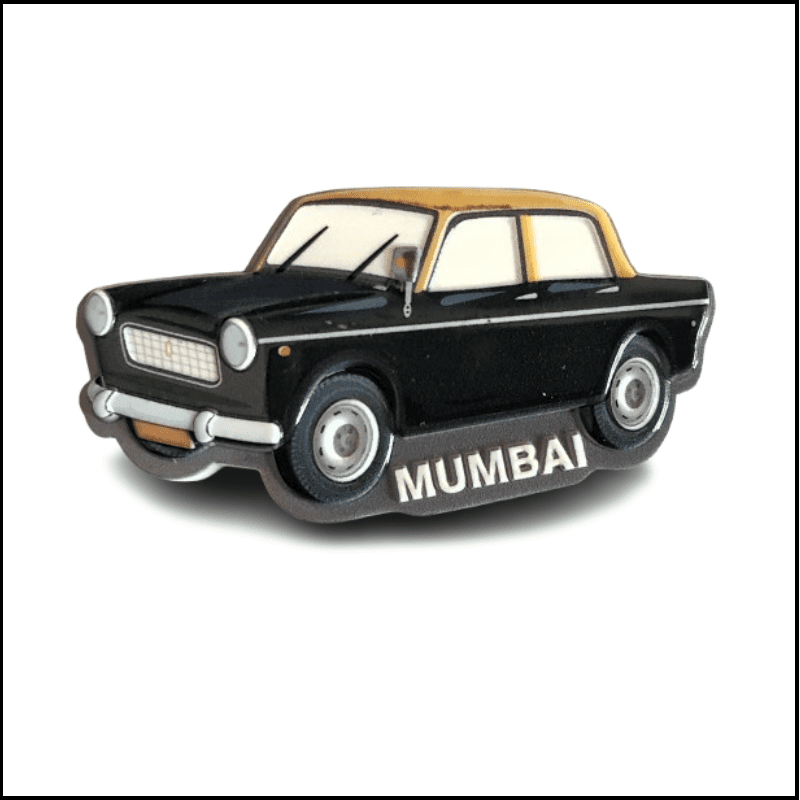 mumbai black yellow taxi fridge magnet souvenir